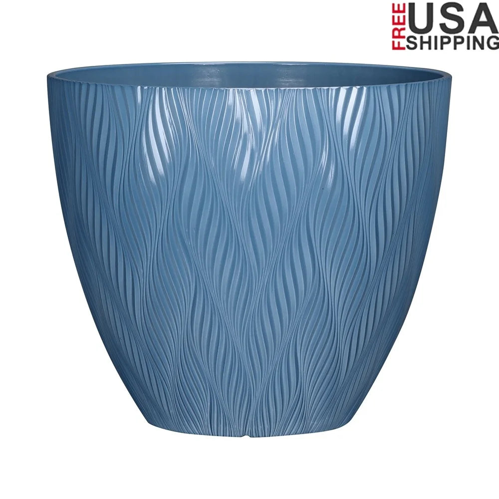 Recycled Plastic Round Planter with Drainage Holes Indoor Outdoor Garden Pot UV Resistant Lightweight Durable Elegant Design