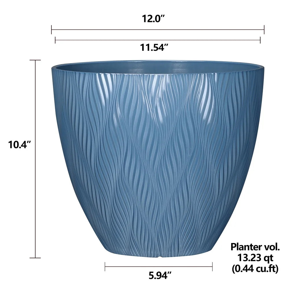 Recycled Plastic Round Planter with Drainage Holes Indoor Outdoor Garden Pot UV Resistant Lightweight Durable Elegant Design