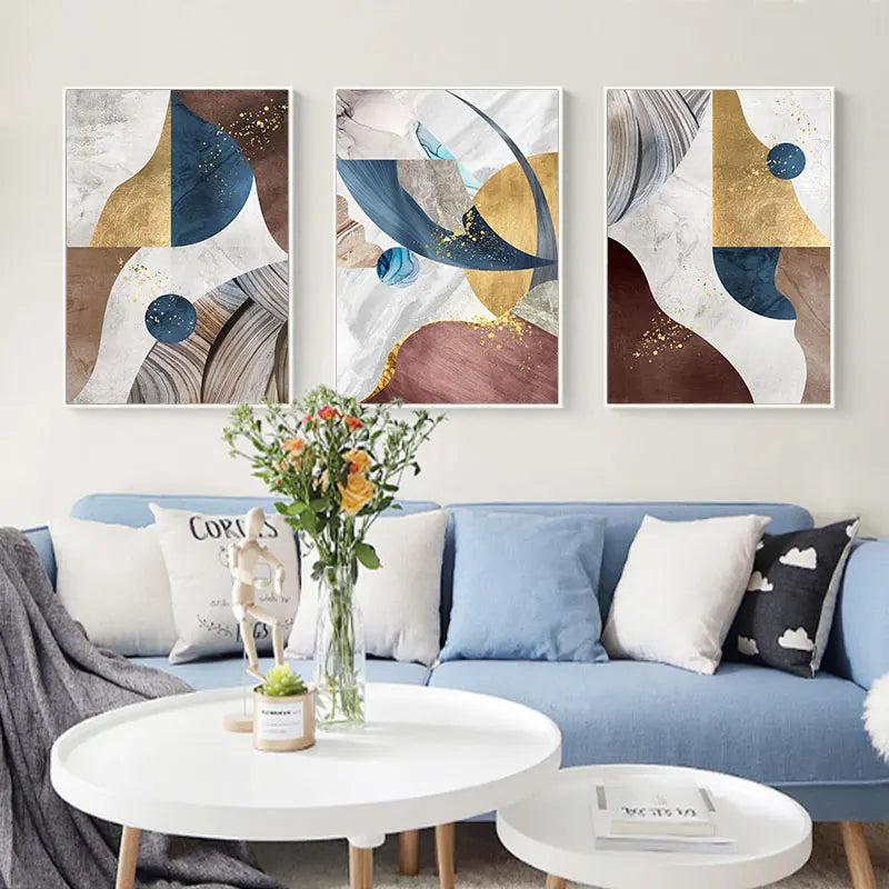 Abstract Geometric Modern Wall Art for Living Room Bedroom Home Decor