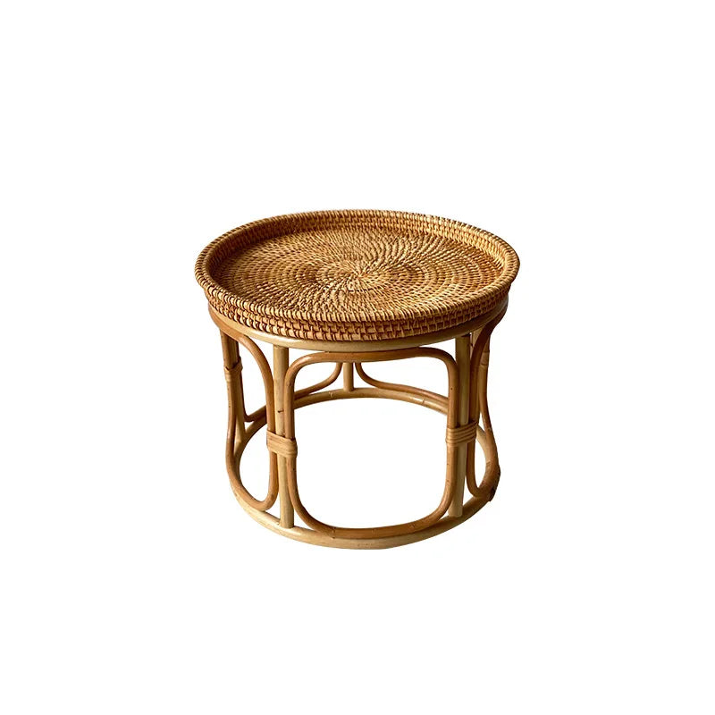 Handwoven Rattan Balcony Side Table