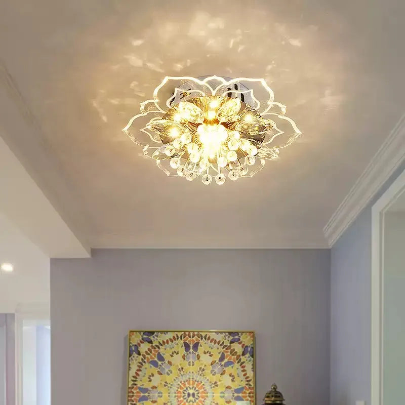 Creative LED Ceiling Crystal Flower Chandelier