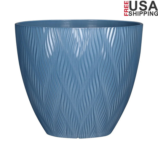 Recycled Plastic Round Planter with Drainage Holes Indoor Outdoor Garden Pot UV Resistant Lightweight Durable Elegant Design