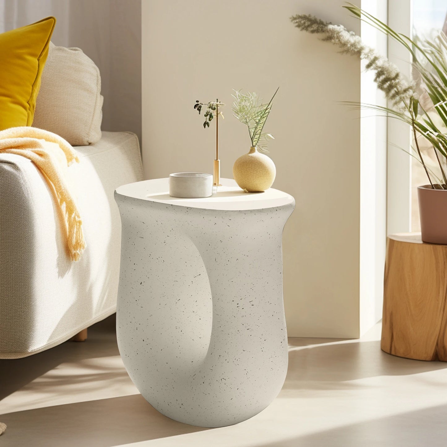 U-Shaped Geometric Side End Table, Stylish Coffee Table
