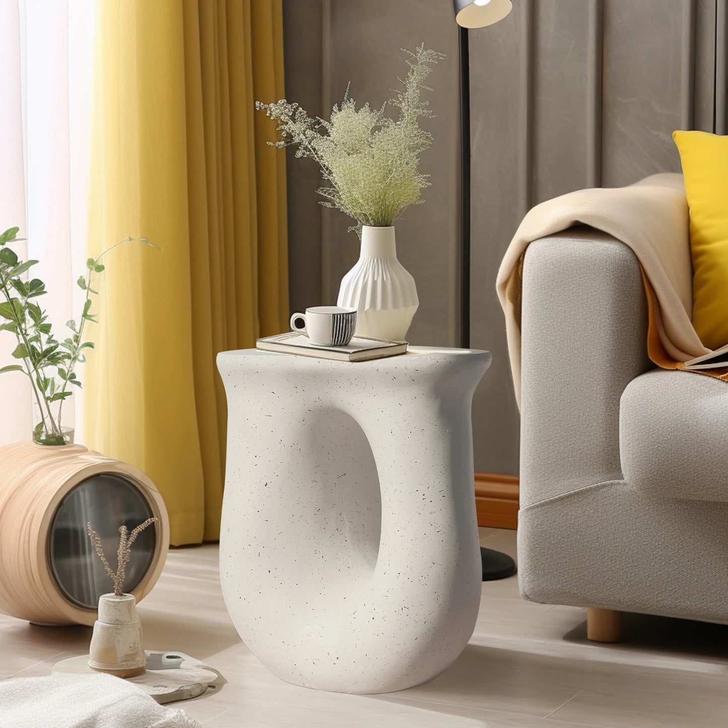 U-Shaped Geometric Side End Table, Stylish Coffee Table