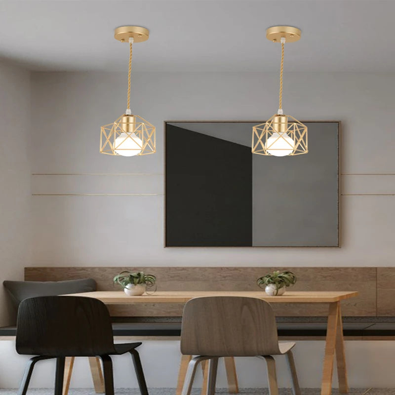 Modern Metal Cage Pendant Lamp